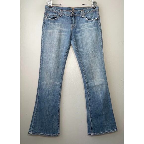Seven for All Mankind Jeans Size 29 Denim Blue Jeans Low Rise Flare Western Y2K - Picture 1 of 14